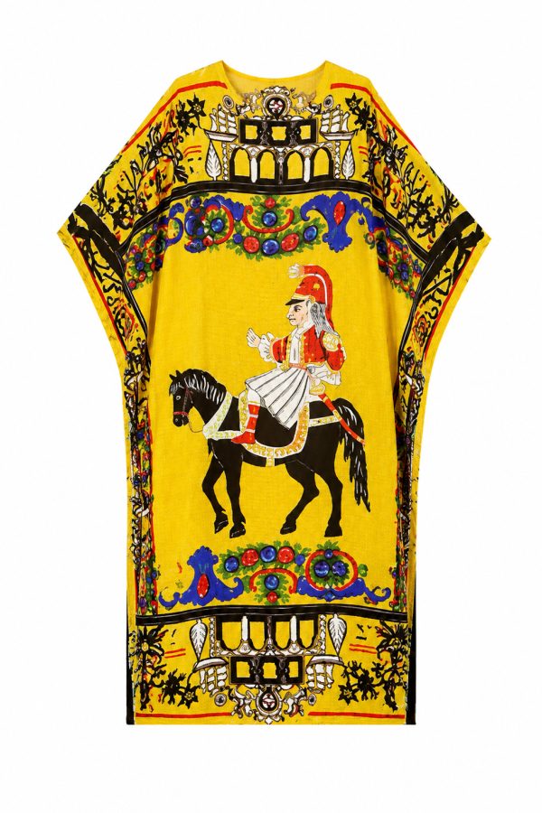 RIANNA + NINA Benaki Kaftan Yellow/Blue Long