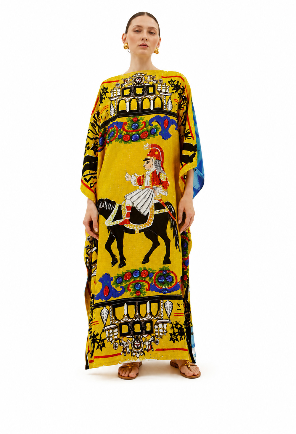 RIANNA + NINA Benaki Kaftan Yellow/Blue Long - Image 2