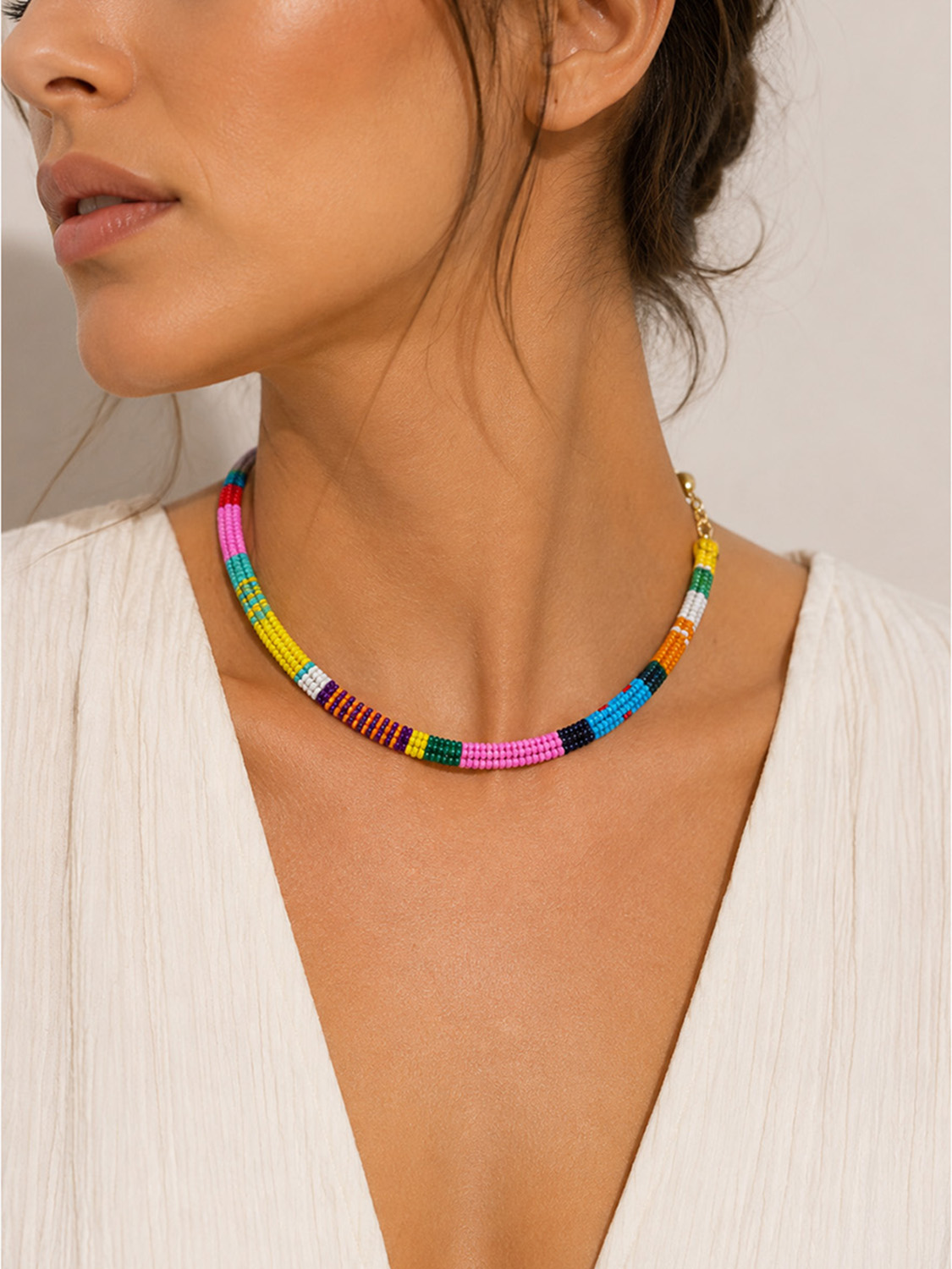 Ifigenia Loukou Multi-colored Miyuki Knitted Snake Necklace - Image 2