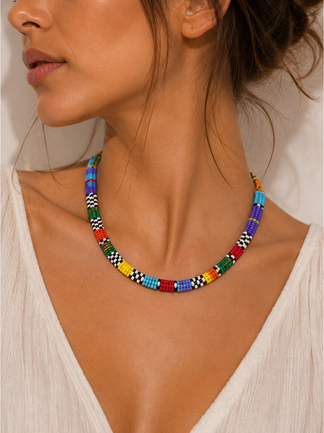 Ifigenia Loukou Multicolored Knitted Miyuki Snake Necklace - Image 2