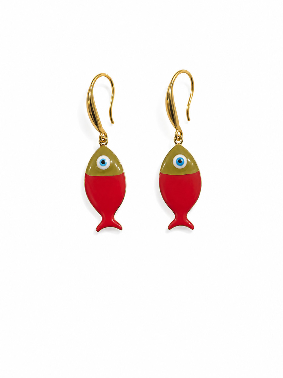Ifigenia Loukou Red Enamel Little Fish Earrings