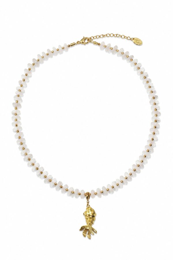 Ifigenia Loukou Semiprecious Stone and Gold Fish Necklace