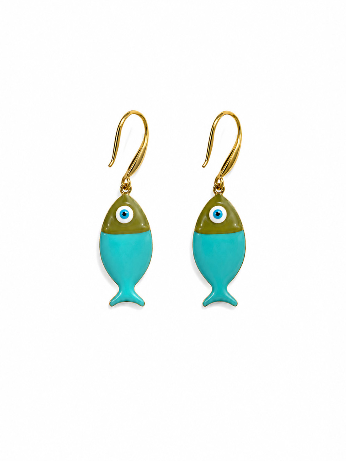 Ifigenia Loukou Turquoise Enamel Fish Earrings