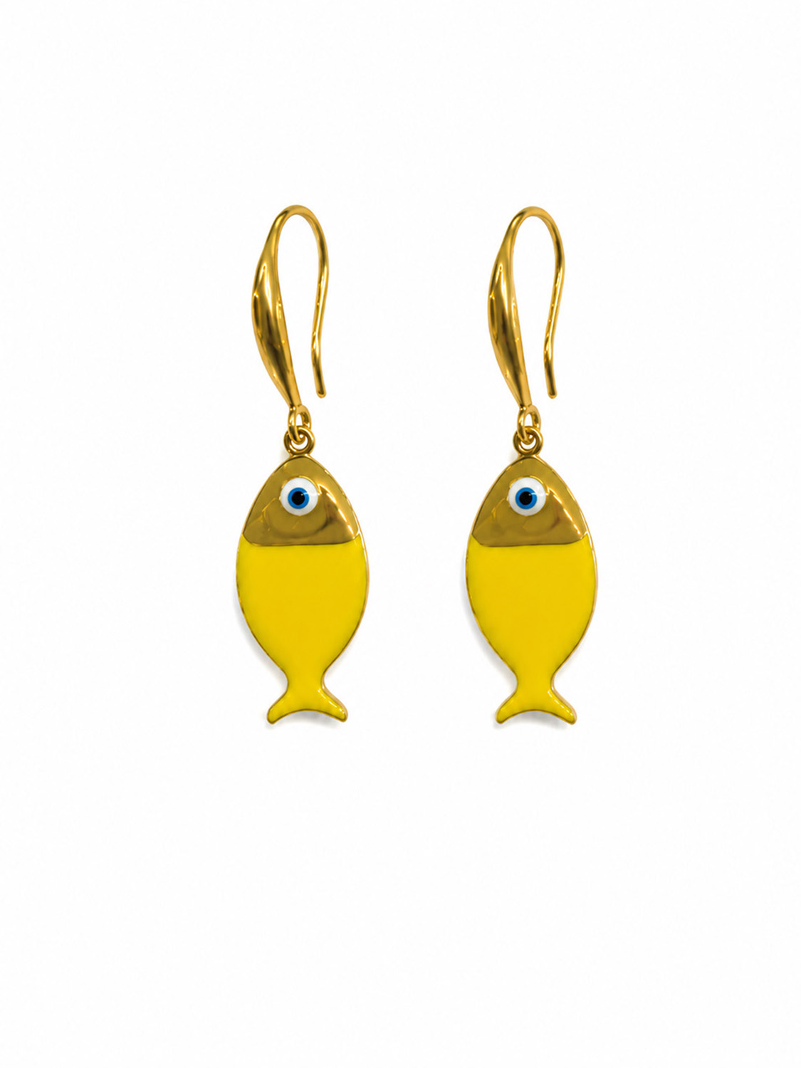 Ifigenia Loukou Yellow Enamel Little Fish Earrings