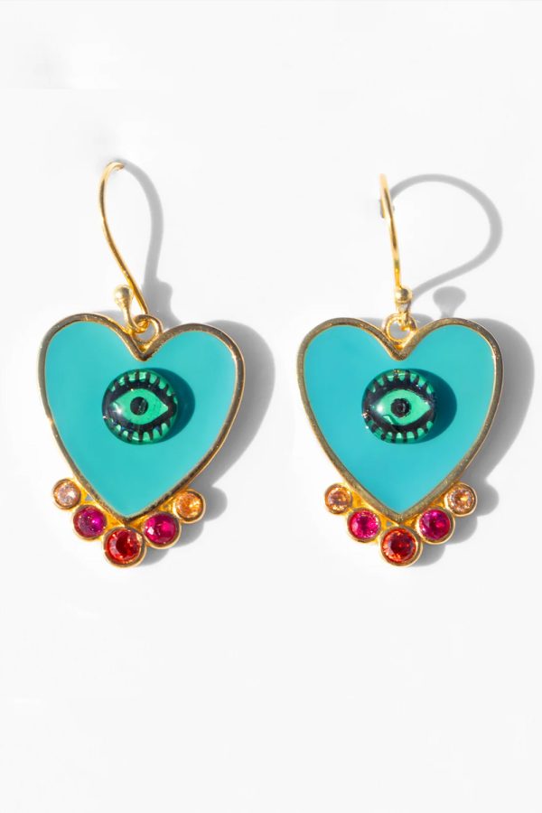 Katerina Psoma Turquoise Evil Eye Heart Earrings