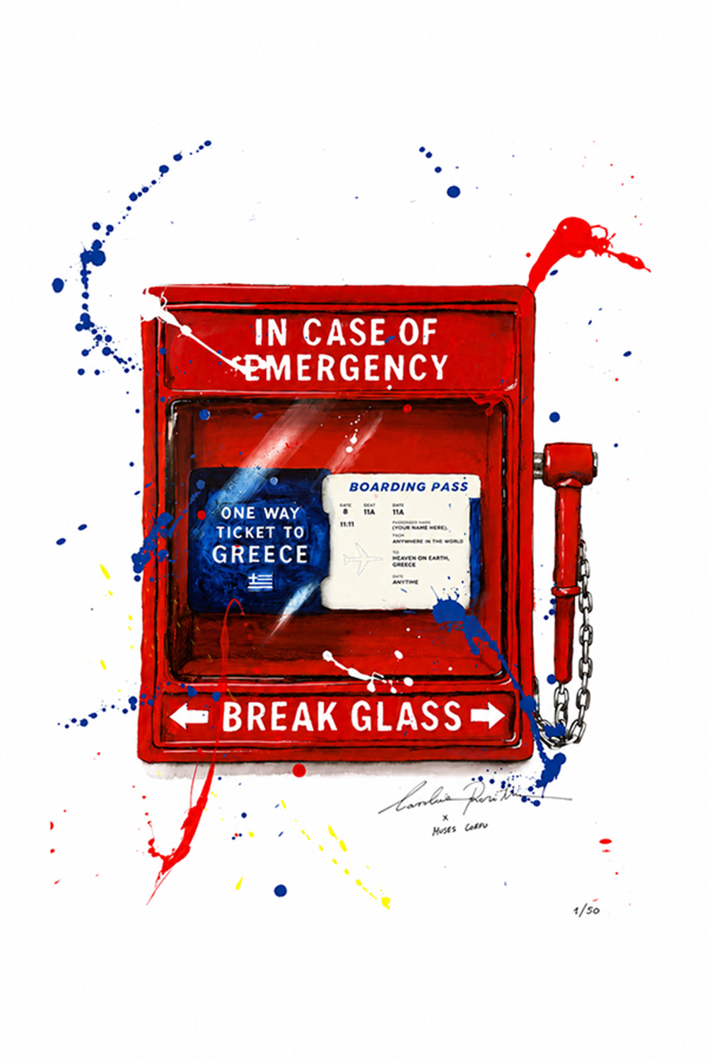 Muses x Carolina Rovithi One way Ticket To Greece 60cm X 44cm