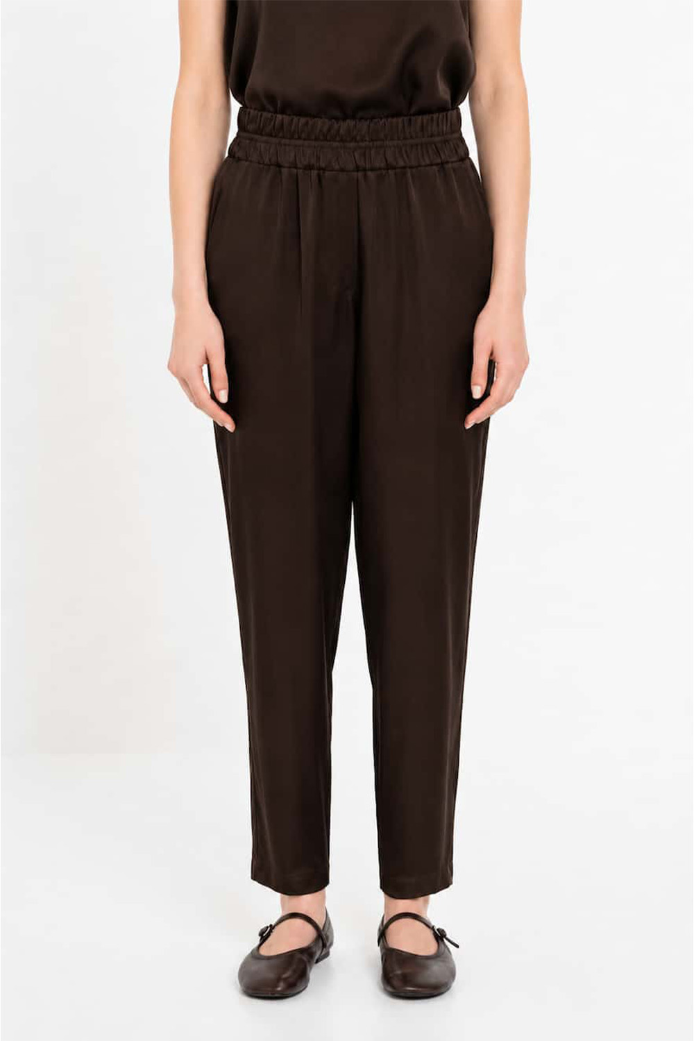 Philosophy Brown Ecovero Satin Jogger Pants - Image 4