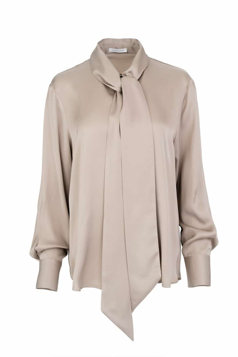 Philosophy Satin EcoVero Tie-Neck Blouse Beige