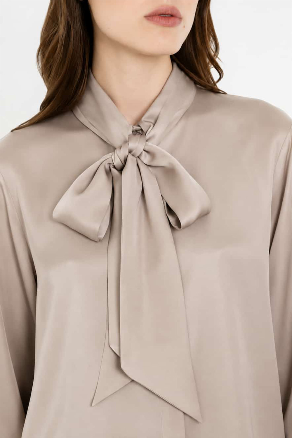 Philosophy Satin EcoVero Tie-Neck Blouse Beige - Image 3