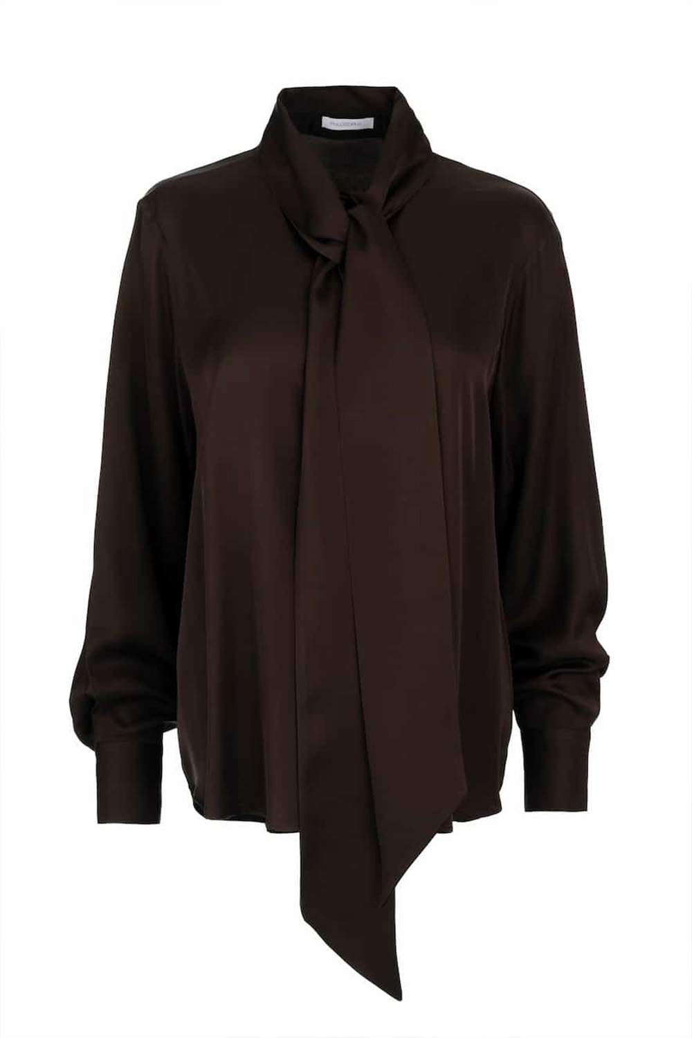 Philosophy Satin EcoVero Tie-Neck Blouse Brown