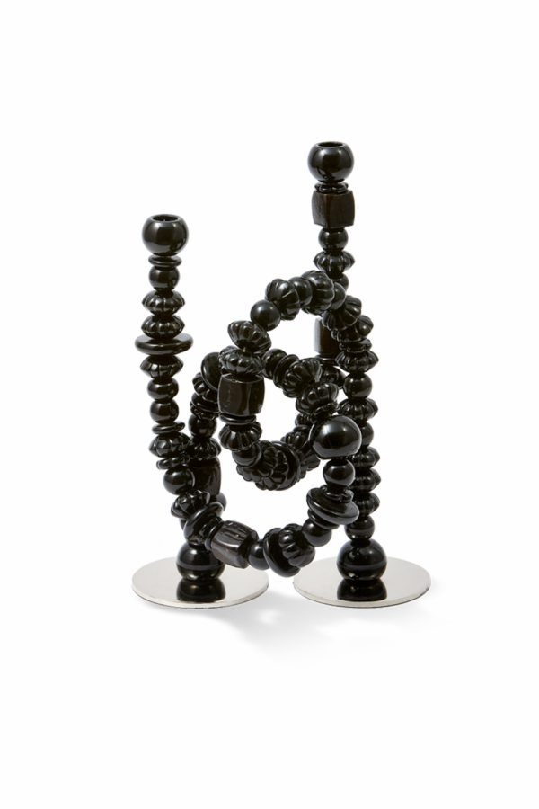 Beads Candle Holder Black
