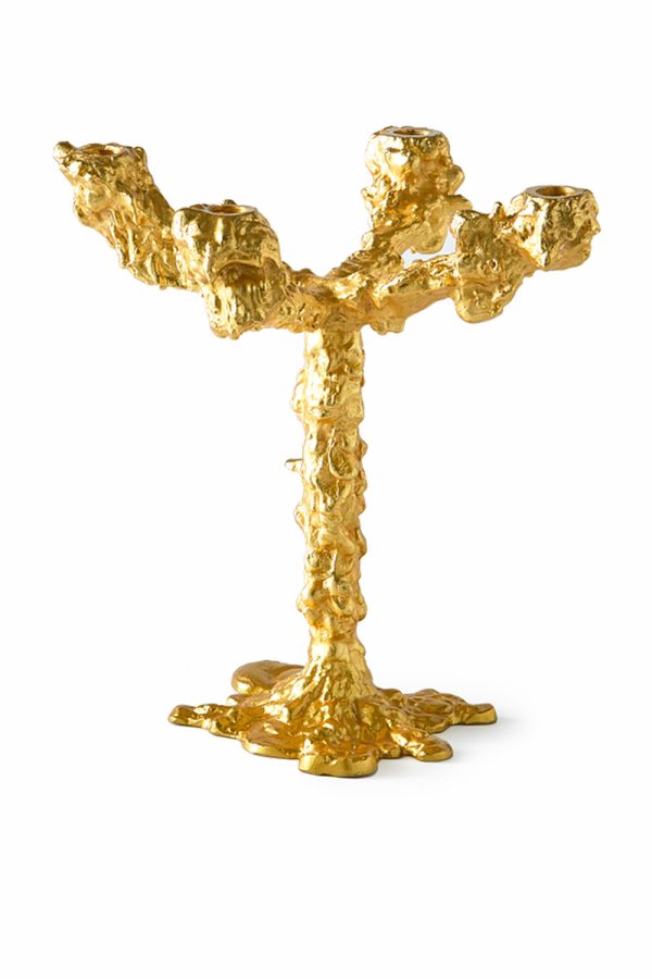 Drip Candle Holder 4-Arms Gold