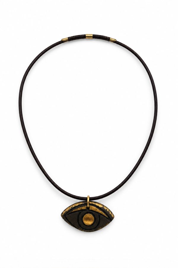 Ifigenia Loukou Magnetic Cord Necklace with Ceramic Evil Eye Pendant