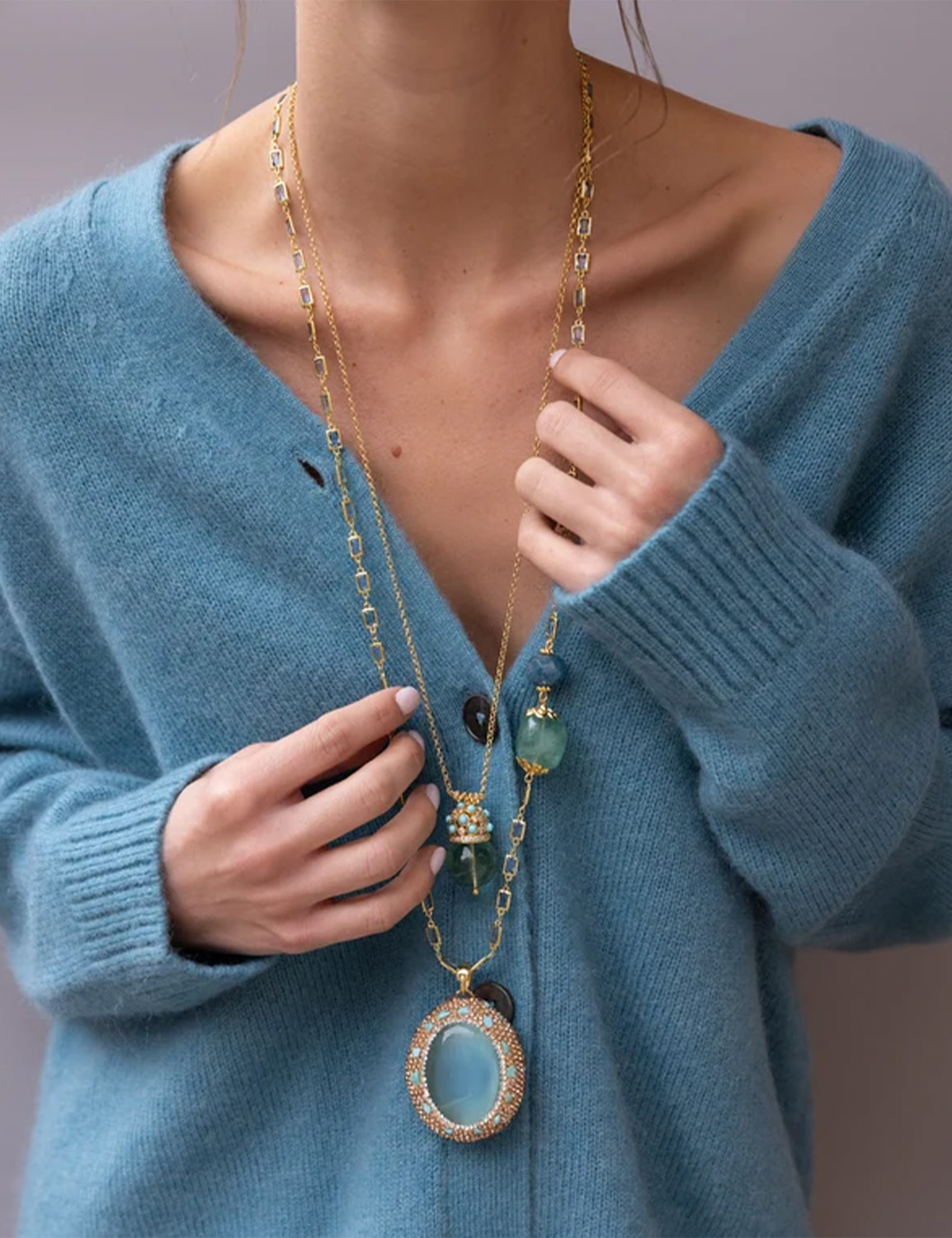 Katerina Psoma Cupola Pendant Necklace with Fluorite - Image 3