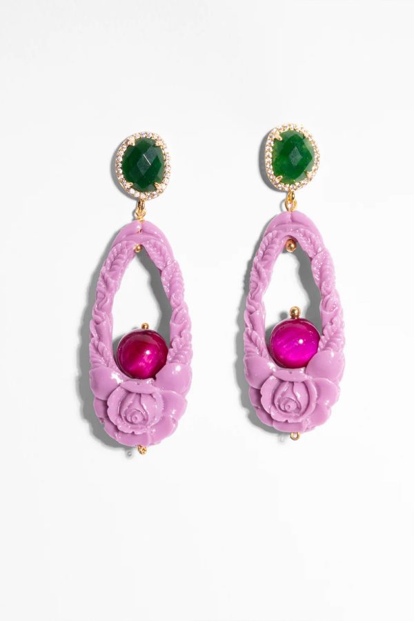 Katerina Psoma Earrings Rosa Violet Resin Dangles