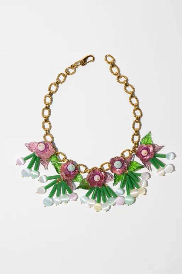 Katerina Psoma Necklace Dalia Multicolor Nephrite Selenite Flower