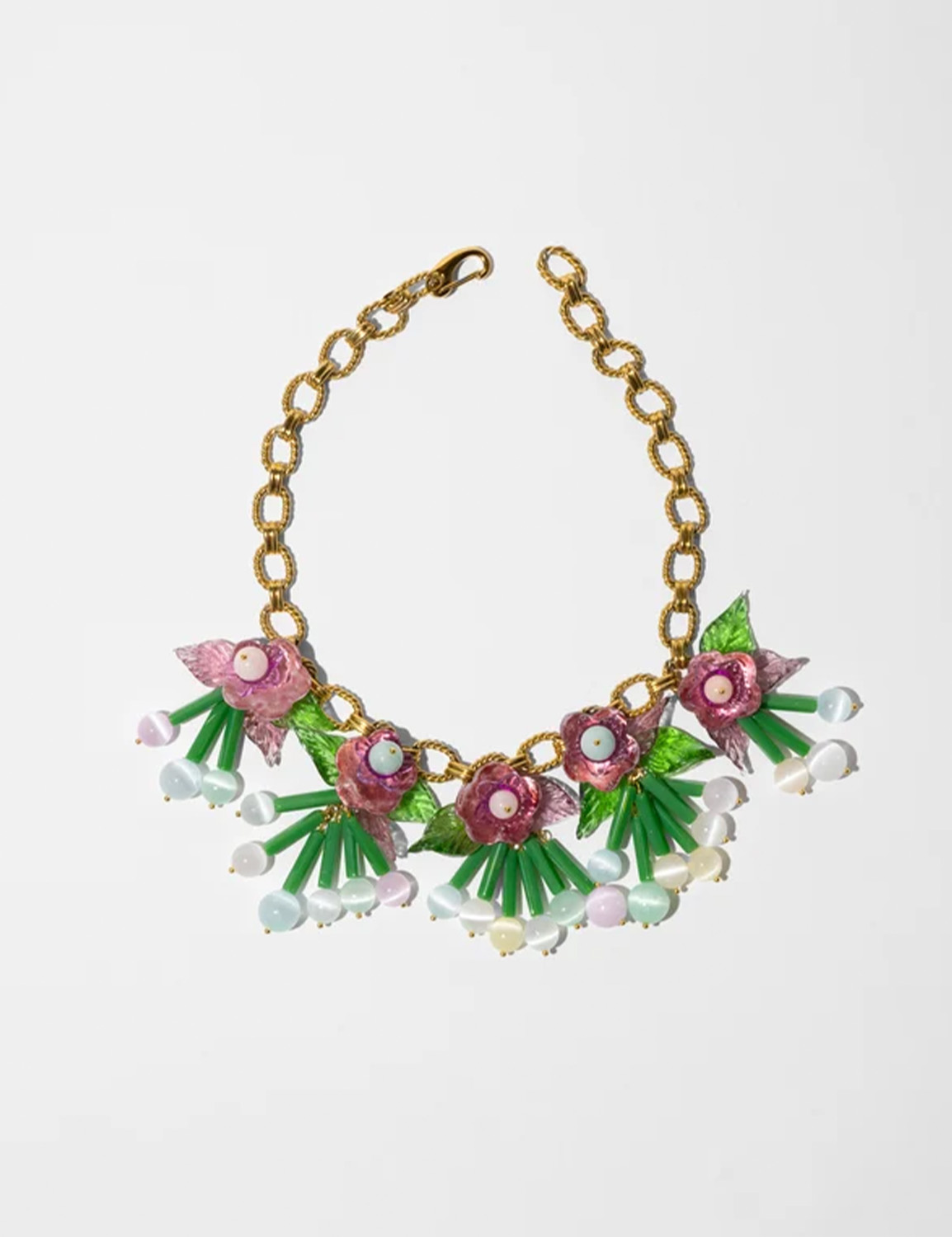 Katerina Psoma Necklace Dalia Multicolor Nephrite Selenite Flower