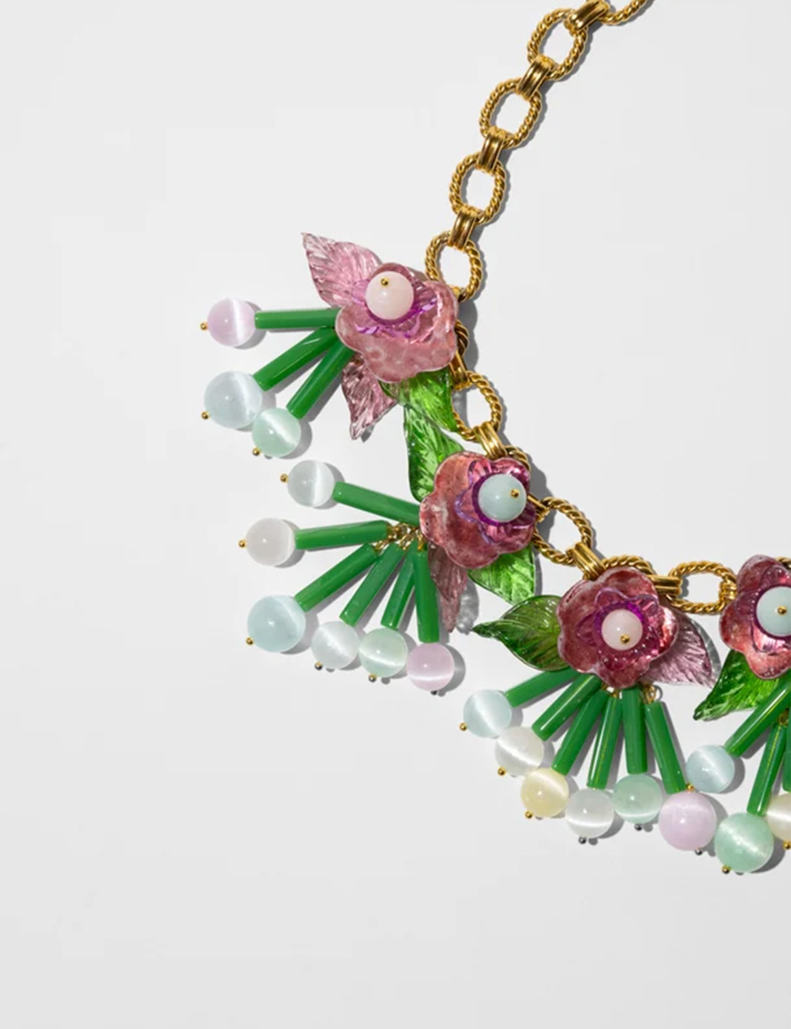 Katerina Psoma Necklace Dalia Multicolor Nephrite Selenite Flower - Image 2