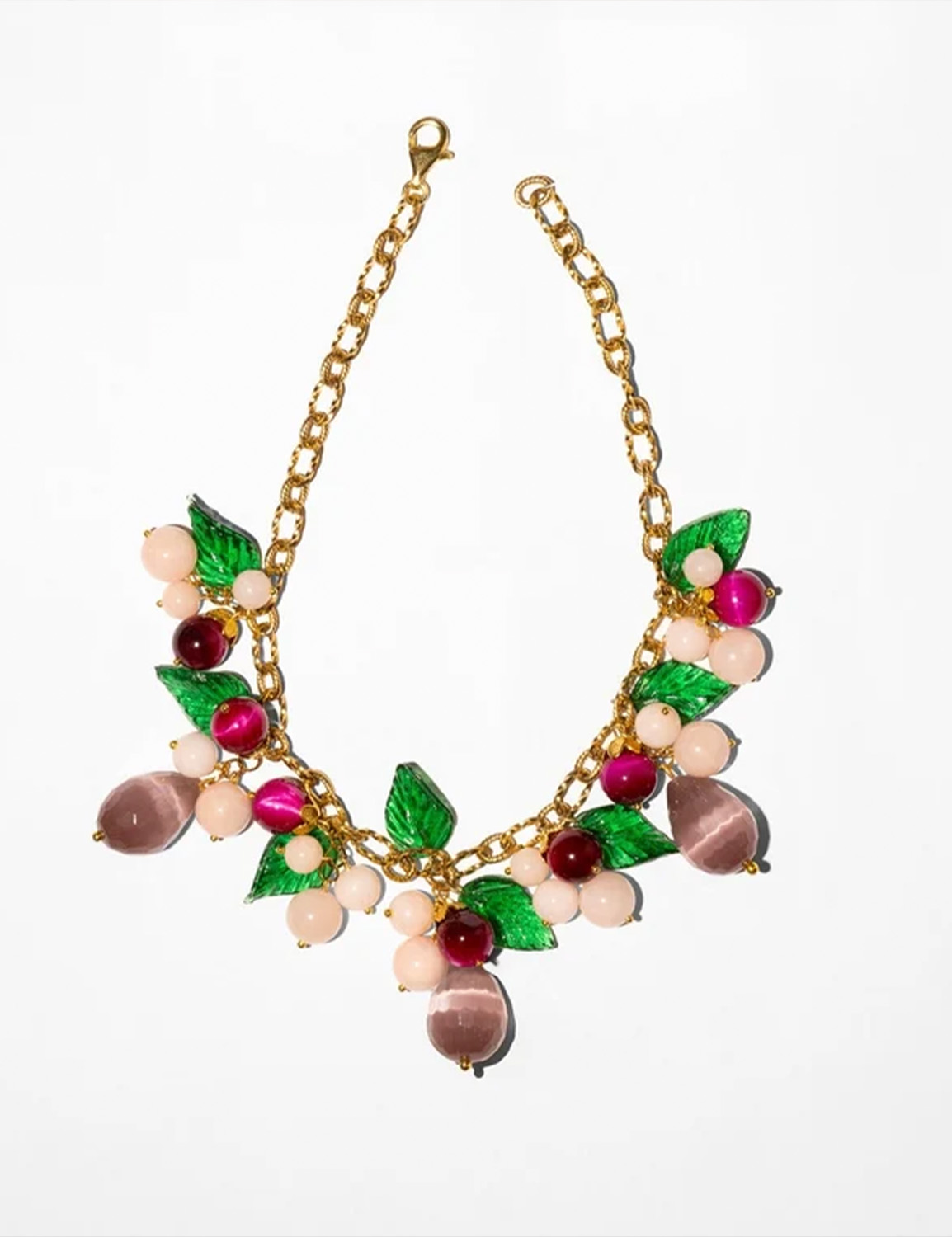 Katerina Psoma Necklace Lily Beige and Fuchsia Short