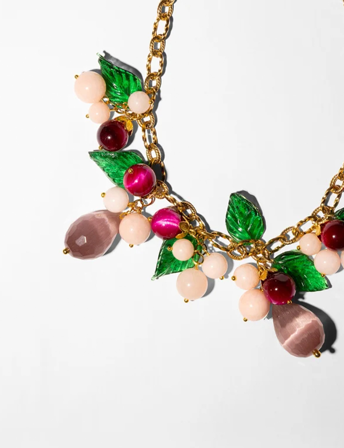 Katerina Psoma Necklace Lily Beige and Fuchsia Short - Image 2