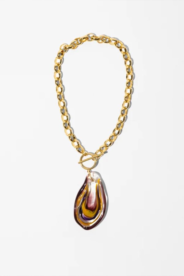 Katerina Psoma Plume Amber Murano Chain Necklace