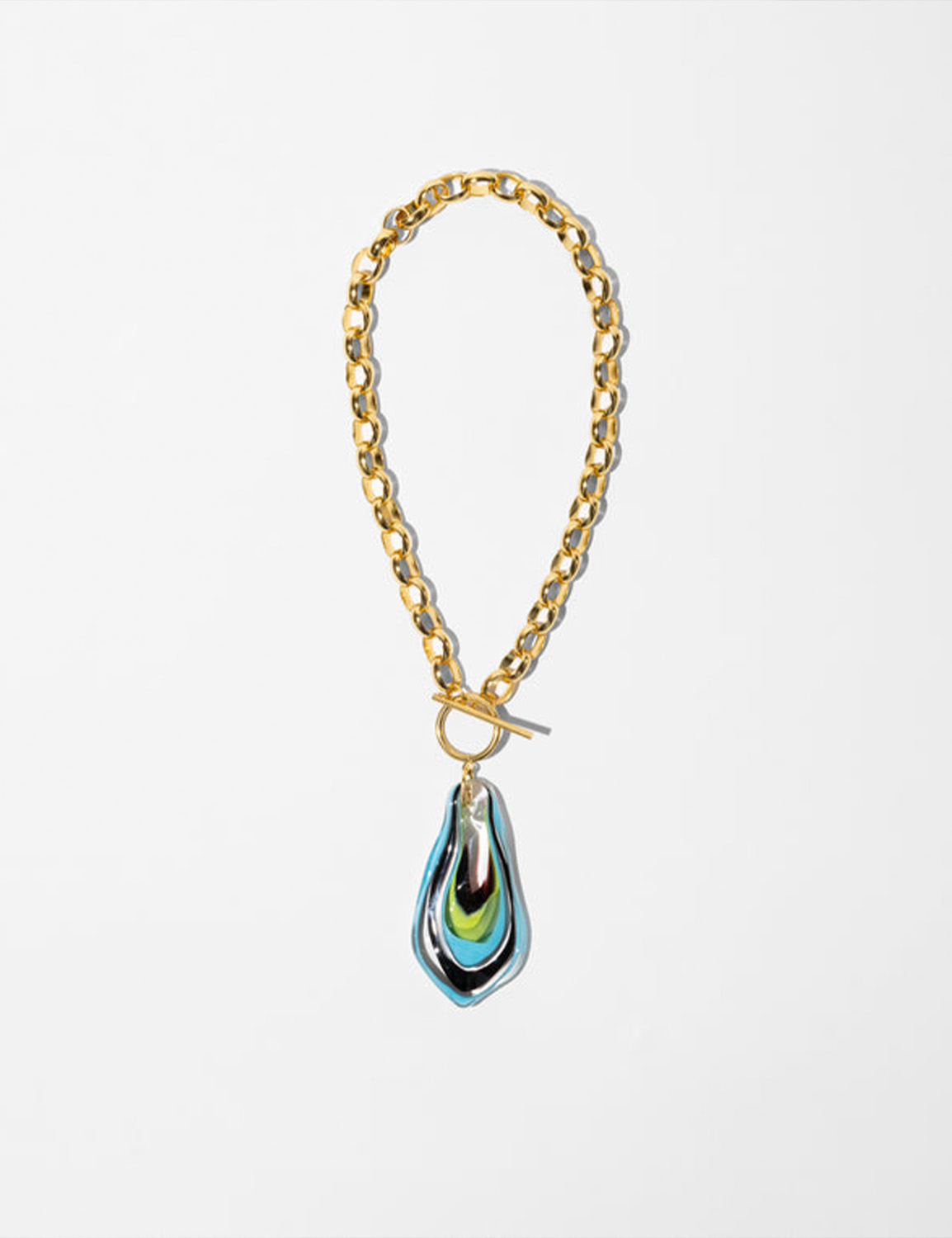 Katerina Psoma Plume Aqua & Green Murano Chain Necklace