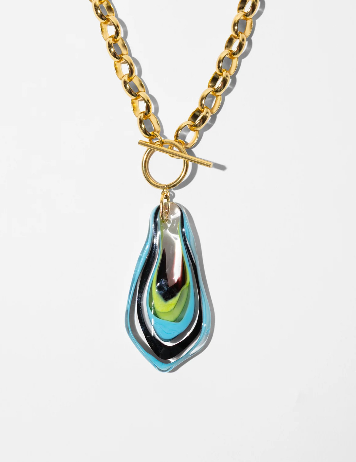Katerina Psoma Plume Aqua & Green Murano Chain Necklace - Image 2