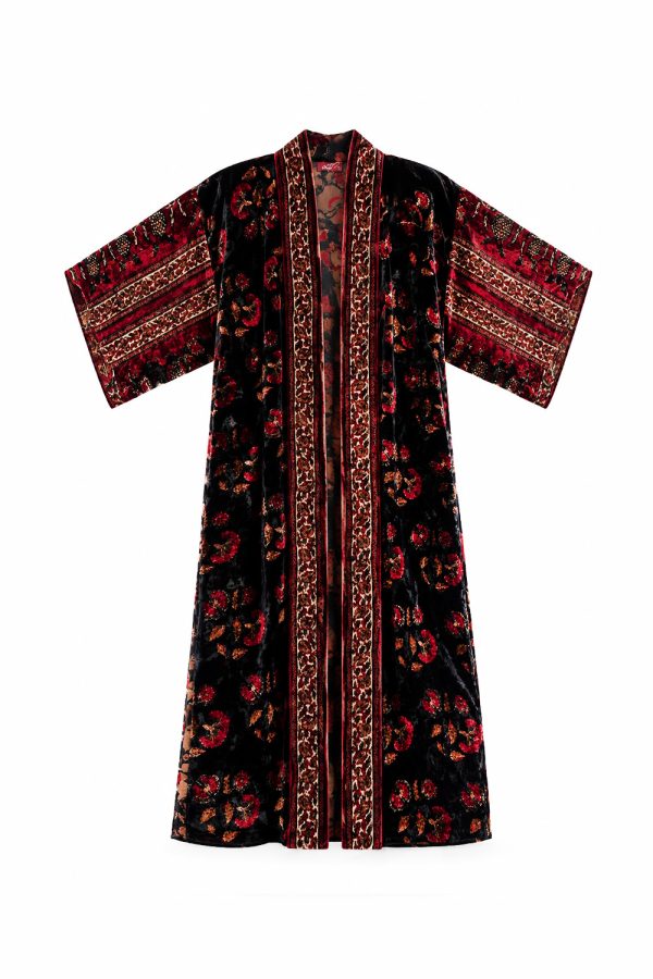 Marcella Boidi Kimono Capo Luco Hand Painted Bordo