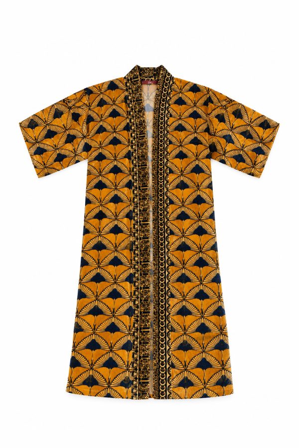 Marcella Boidi Kimono Capo Luco Hand Painted Mustard